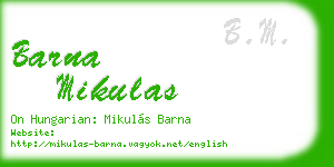 barna mikulas business card